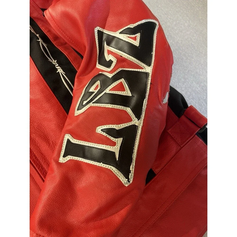 LBZ Motorcycle  Jacket Armored Red Leather Men’s XL Zip Out Lining Biker